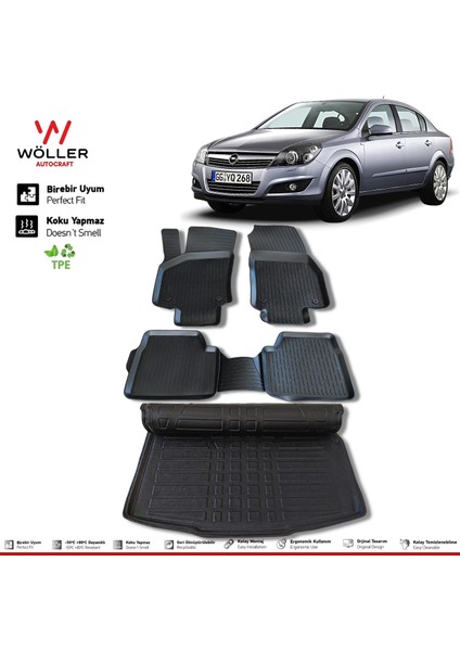 Opel Astra H Paspas Bagaj Havuzu Sedan 2007 2013 Arası 3D Havuzlu Wöller