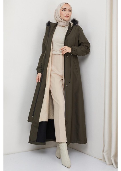 Içi Kürklü Tam Boy Bondit Mont Haki HM2331 modelleri