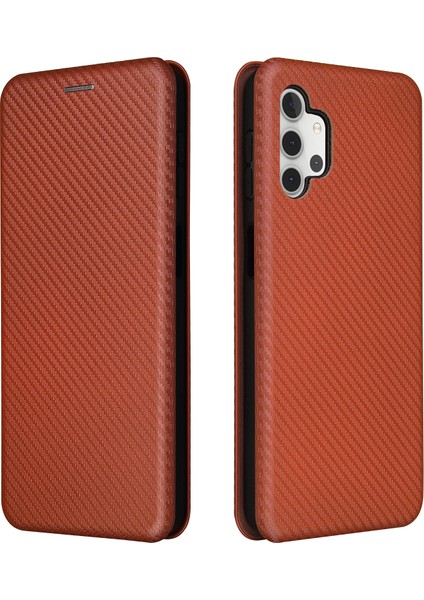 Samsung Galaxy A32 5G/M32 5g-Brown Için Karbon Fiber Deri Otomatik Emici Kasa (Yurt Dışından)