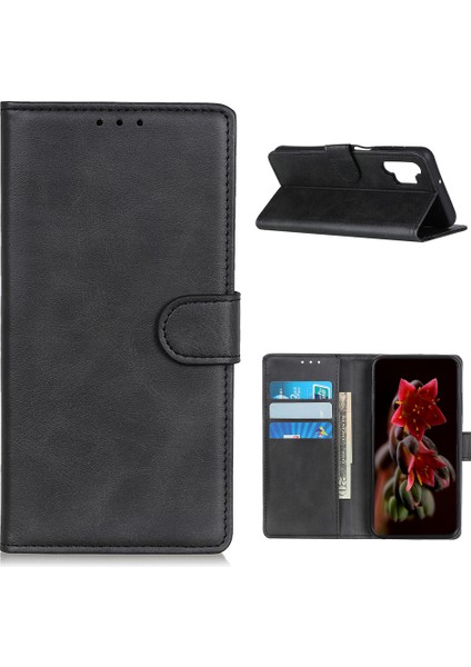 Cep Telefonu Kapağı Cüzdan Stand Samsung Galaxy A32 5G/M32 5g Pu Deri Telefon Koruyucusu Case-Black (Yurt Dışından)