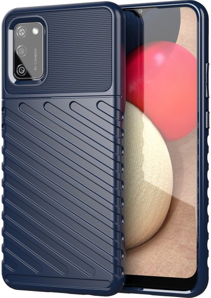 Thunder Serisi Yumuşak Tpu Twill Doku Tasarım Samsung Galaxy A02S (164.2X75.9X9.1MM)/GALAXY A02S (166.5X75.9X9.2MM) -Blue Için (Yurt Dışından)