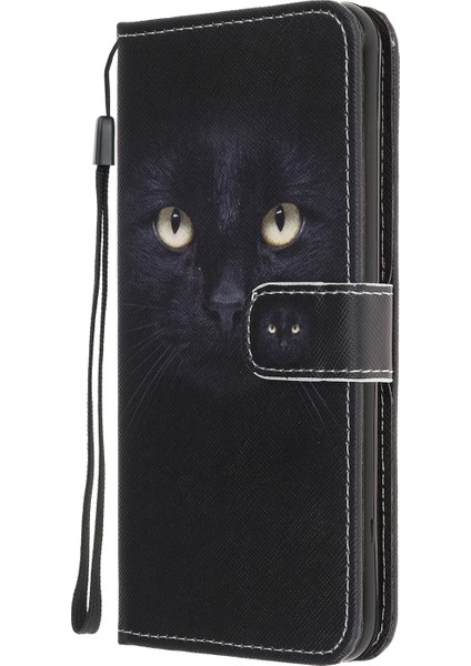 Samsung Galaxy A52 4G/5G/A52S Için Desen Koruyucusu 5g Çapraz Doku Deri Deri Cüzdan Case-Cat Yüz (Yurt Dışından)