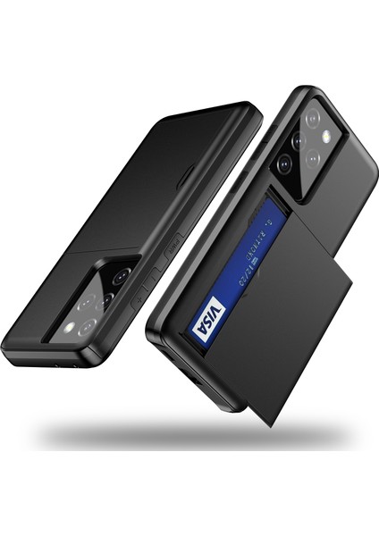 Samsung Galaxy S21 Ultra 5g-Black Için Çizik Geçirmez Slayt Kartı Sahibi Pc+Tpu Hibrid Geri Akıllı Telefon Kılıfı (Yurt Dışından) modelleri