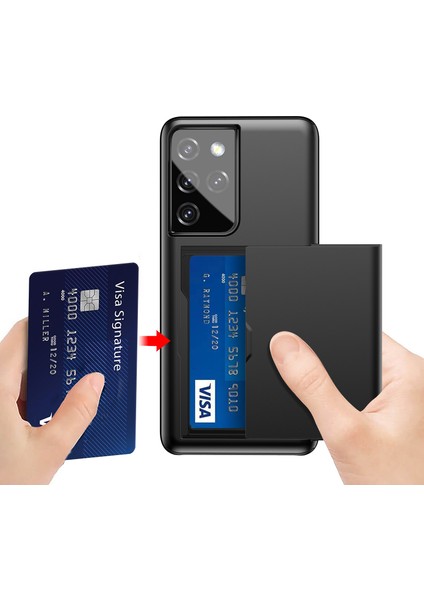 Samsung Galaxy S21 Ultra 5g-Black Için Çizik Geçirmez Slayt Kartı Sahibi Pc+Tpu Hibrid Geri Akıllı Telefon Kılıfı (Yurt Dışından) indirimleri