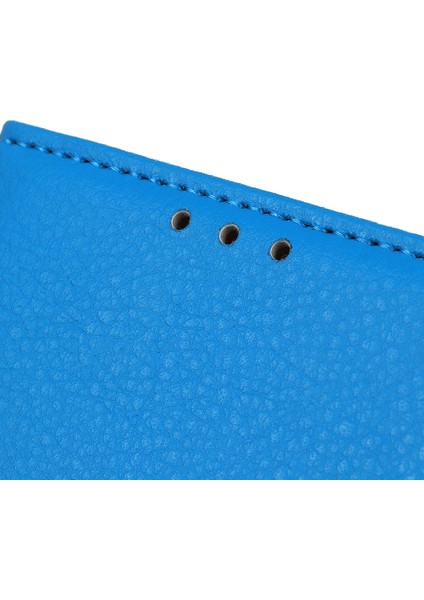 Samsung Galaxy A32 5G/M32 5g Classic Litchi Doku Deri Telefon Kılıfı Cüzdan+Stand-Blue (Yurt Dışından)
