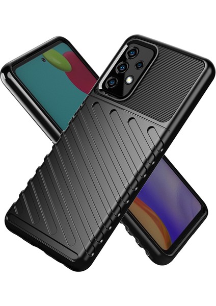 Thunder Serisi Şok Emilim Yumuşak Tpu Twıll Doku Tasarım Telefon Kabuğu Samsung Galaxy A52 4G/5G/A52S 5g-Black (Yurt Dışından) fiyatları