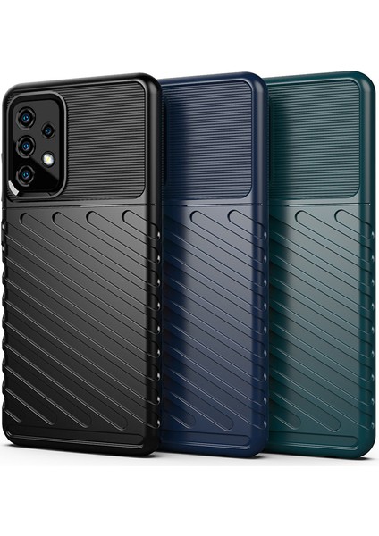 Thunder Serisi Şok Emilim Yumuşak Tpu Twıll Doku Tasarım Telefon Kabuğu Samsung Galaxy A52 4G/5G/A52S 5g-Black (Yurt Dışından) modelleri