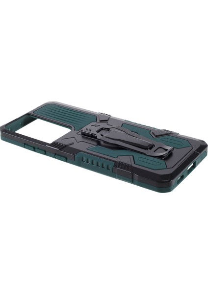 Samsung Galaxy S21 Için Plastik+Tpu+Metal Hibrit Koruyucu Kickstand-Green ile Ultra 5g Kılıf (Yurt Dışından)