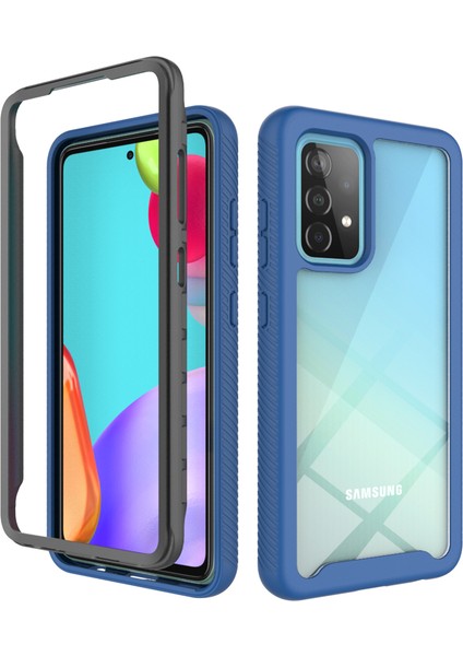 Samsung Galaxy A52 5g/4g Cover-Dark Blue Için Shockproof Clear Pc+Tpu Combo Koruyucu Kılıf (Yurt Dışından)