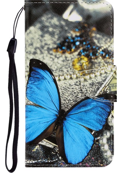 Desen Baskı Tpu+Pu Deri Cüzdan Samsung Galaxy A02S (164.2X75.9X9.1MM) Için Kordonlu Telefon Kasası (Yurt Dışından)