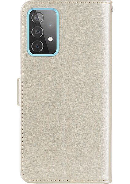 Baykuş Izi Rinestone Dekor Cüzdan Deri Kapak Samsung Galaxy A52 4G/5G/A52S 5g Stand Kabuk-Gold (Yurt Dışından) fırsatları