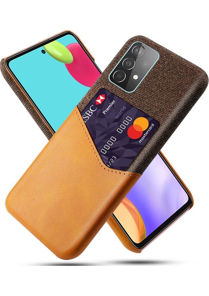 Kart Tutucu Bezi+Pu Deri Kaplamalı Pc Samsung Galaxy A52 4G/5G/A52S 5g-Orange Için (Yurt Dışından)