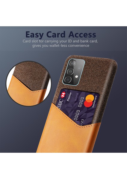 Kart Tutucu Bezi+Pu Deri Kaplamalı Pc Samsung Galaxy A52 4G/5G/A52S 5g-Orange Için (Yurt Dışından)