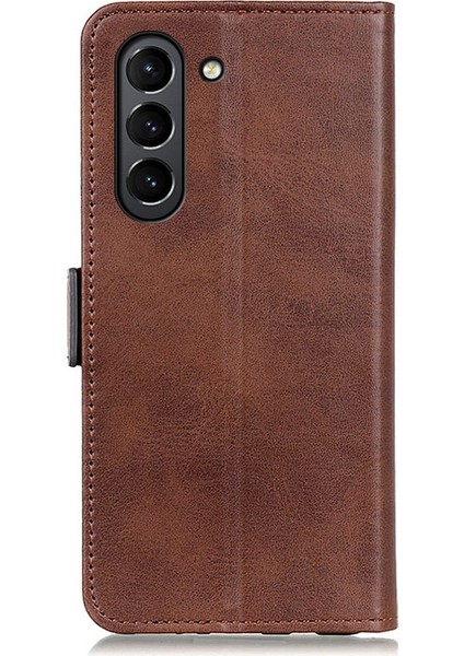 Samsung Galaxy S21 Fe-Coffe Için Manyetik Çift Toka Pu Deri Koruyucu Cüzdan Kasası (Yurt Dışından)
