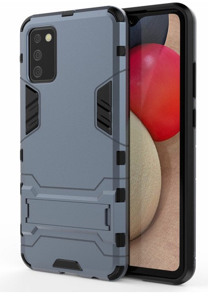 Samsung Galaxy A02S (164.2X75.9X9.1MM) Için Plastik+Tpu Hibrid Kasa Kickstand Kabuğu (Yurt Dışından)