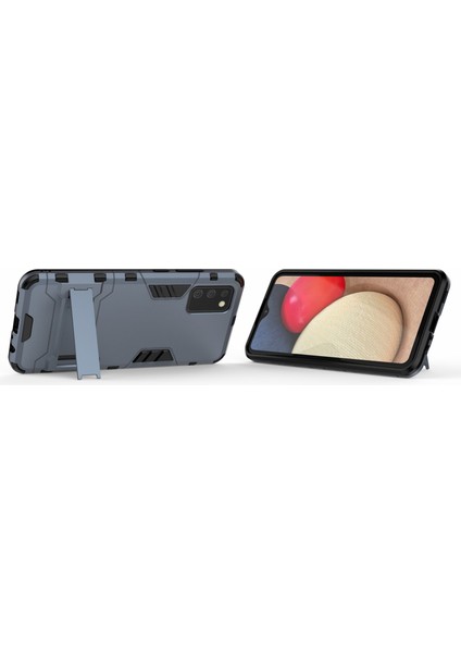 Samsung Galaxy A02S (164.2X75.9X9.1MM) Için Plastik+Tpu Hibrid Kasa Kickstand Kabuğu (Yurt Dışından)
