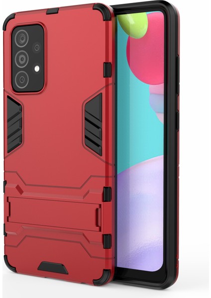 2 Kickstand Protector Plastik+Tpu Hibrit Kapak Samsung Galaxy A52 4G/5G/A52S 5g-Red (Yurt Dışından)