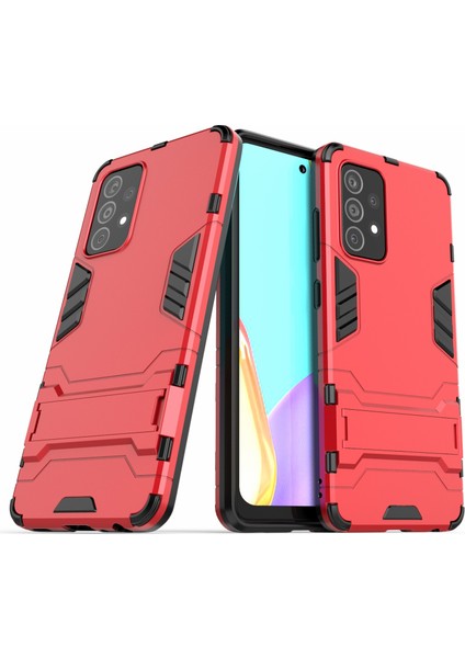 2 Kickstand Protector Plastik+Tpu Hibrit Kapak Samsung Galaxy A52 4G/5G/A52S 5g-Red (Yurt Dışından)