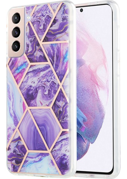 Mermer Desen Elektrapan Imd 2.0mm Tpu Koruyucu Samsung Galaxy S21+5G Tarzı C Için Kapak (Yurt Dışından)