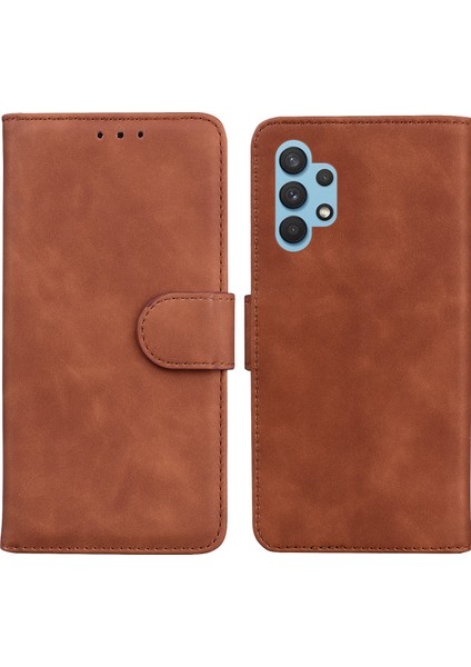Manyetik Kapatma Cüzdan Stand Pu Deri Kılıf Samsung Galaxy A32 4g (Ab Versiyonu) -Brown (Yurt Dışından)
