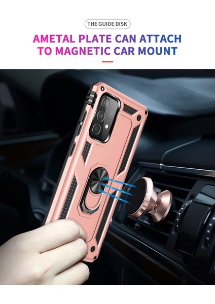 Samsung Galaxy A52 4G/5G/A52S 5g-Rose Gold Için Zırh Anti-Fall Metal Yüzük Kickstand Tasarım Hibrit Pc Tpu Kabuğu (Yurt Dışından) indirimleri