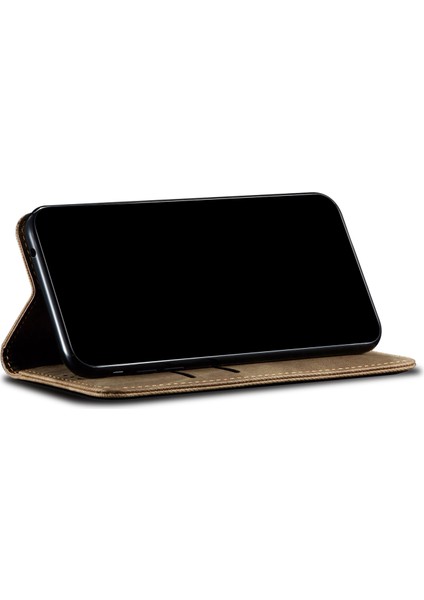 Kot Kumaş Doku Deri Cüzdan Standı Samsung Galaxy S21 Fe-Green Için (Yurt Dışından)