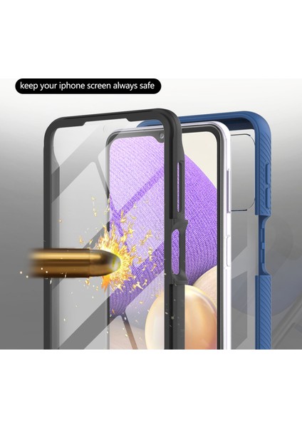 3 Tam Koruma Önleme Önleyici Pc+Tpu Koruyucu Kasa, Samsung Galaxy A32 5G/M32 5g-Dark Mavi (Yurt Dışından)