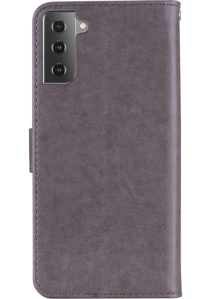 Baykuş Izi Rinestone Dekor Cüzdan Deri Kapak Samsung Galaxy S21 Fe-Grey (Yurt Dışından)