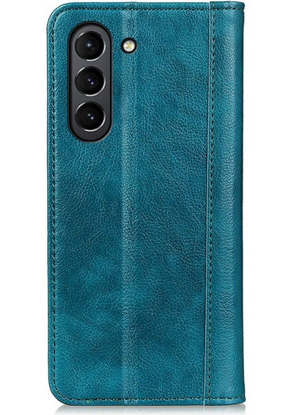 Otomatik Emilen Litchi Doku Samsung Galaxy S21 Fe-Green Için Bölünmüş Deri Cüzdan Kılıf Kapağı (Yurt Dışından)