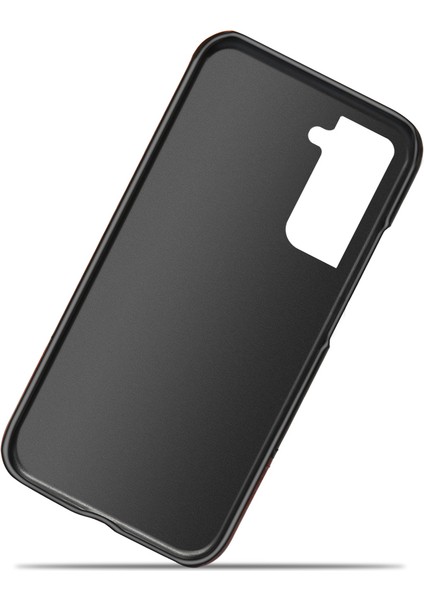 Samsung Galaxy S21 Fe-Light Kahverengi/siyah Için Çift Renkli Pu Deri Ekleme Kaplamalı Pc Koruyucu Kılıf (Yurt Dışından)
