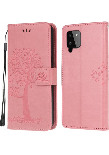 Baykuş Ağacı Deseni Samsung Galaxy A22 4g (Ab Versiyonu) Için Basılı Cüzdan Standı Deri Kapak (Yurt Dışından)
