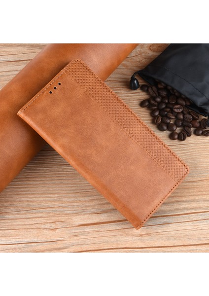Manyetik Toka Vintage Stil Tpu+Deri Telefon Kasası Cüzdan Samsung Galaxy S21 Fe-Brown (Yurt Dışından) fiyatları