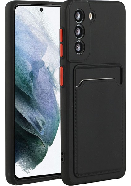 Samsung Galaxy S21+5G-BLACK Için Kart Yuvası ile Yumuşak Tpu Telefon Kılıfı Kapağı (Yurt Dışından)
