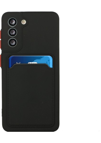 Samsung Galaxy S21+5G-BLACK Için Kart Yuvası ile Yumuşak Tpu Telefon Kılıfı Kapağı (Yurt Dışından)