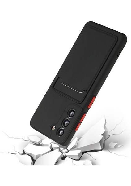 Samsung Galaxy S21+5G-BLACK Için Kart Yuvası ile Yumuşak Tpu Telefon Kılıfı Kapağı (Yurt Dışından)