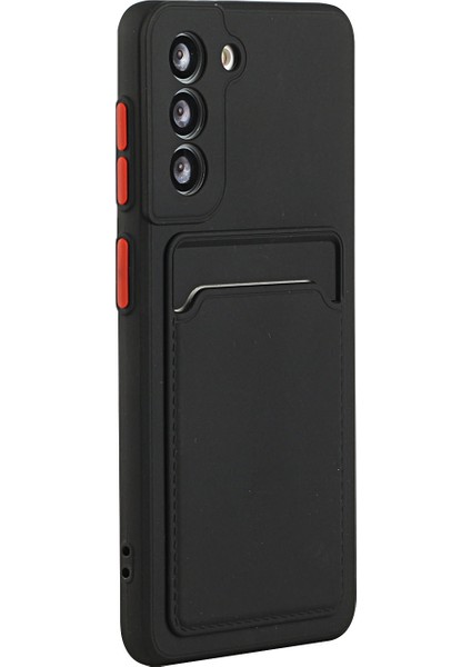 Samsung Galaxy S21+5G-BLACK Için Kart Yuvası ile Yumuşak Tpu Telefon Kılıfı Kapağı (Yurt Dışından)