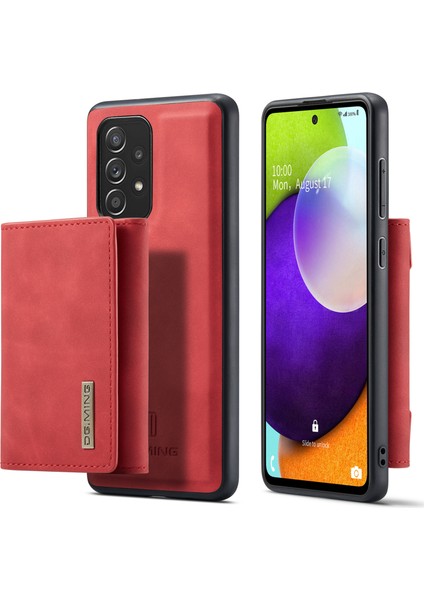 Samsung Galaxy A52 4G/5G/A52S 5g-Red Için Çıkarılabilir Manyetik Cüzdanlı Anti-Fall Kickstand Tasarım Telefon Kılıfı (Yurt Dışından)