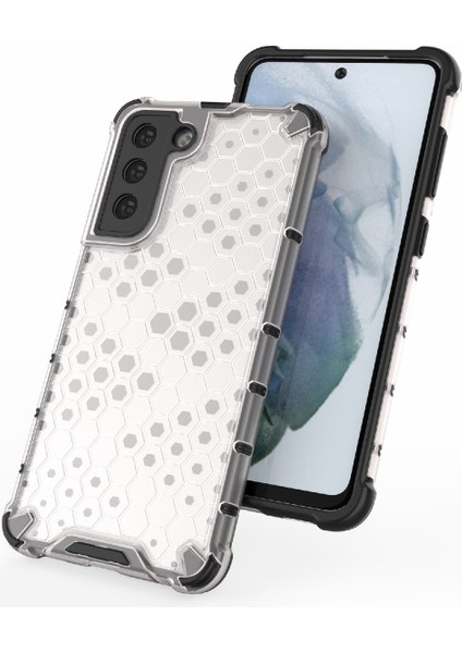 Samsung Galaxy S21 Fe-White Için Petek Deseni Tpu+Pc Hibrit Kılıf Mobil Telefon Koruyucusu (Yurt Dışından)