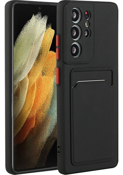 Samsung Galaxy S21 Ultra 5g-Black Için Kart Yuvası ile Kalite Tpu Telefon Kılıfı (Yurt Dışından)