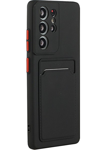 Samsung Galaxy S21 Ultra 5g-Black Için Kart Yuvası ile Kalite Tpu Telefon Kılıfı (Yurt Dışından)