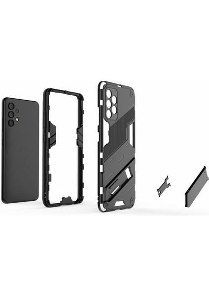 Tam Vücut Ağır Hizmet Hibrit Sert Pc Yumuşak Tpu Samsung Galaxy A32 4g (Ab Versiyonu) Için Katlanır Kickstand ile Şok Geçirmez Koruyucu Kapak (Yurt Dışından)