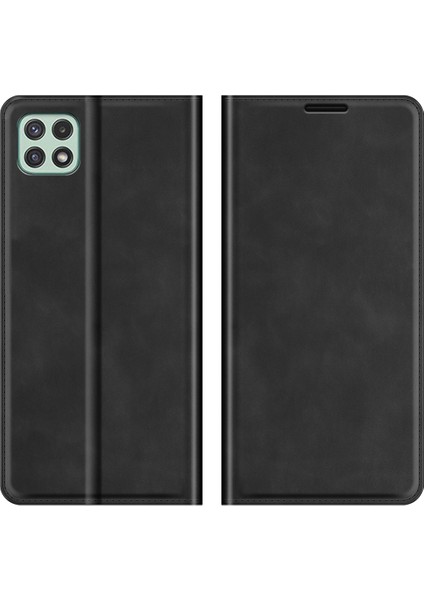 Samsung Galaxy A22 5g (Ab Versiyonu) Için Cüzdanlı Güçlü Mıknatıs Emilim Deri Kapak Folio Flip Koruyucu Stand Kılıfı (Yurt Dışından)