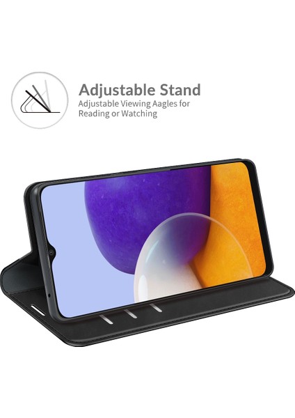 Samsung Galaxy A22 5g (Ab Versiyonu) Için Cüzdanlı Güçlü Mıknatıs Emilim Deri Kapak Folio Flip Koruyucu Stand Kılıfı (Yurt Dışından)