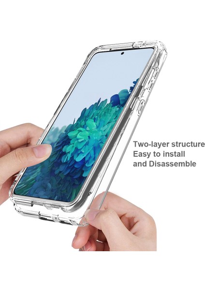 Samsung Galaxy S21+5G-MAVI Için Şeffaf Gradyan Renk Anti-Fall Clear Tpu+Pc Kabuğu (Yurt Dışından)