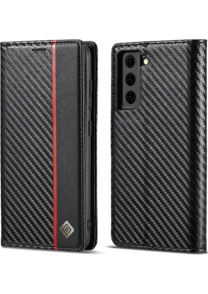 Samsung Galaxy S21+5G Tarzı 2 Için Cüzdanlı Deri Kasa Karbon Fiber Desenli Telefon Kabuğu (Yurt Dışından)