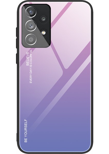 Samsung Galaxy A33 Için 5g Damla Geçirmez Anti-Çizelge Anti-Gradyan Temsilli Cam Koruyucu Kapak Tpu Çerçeve Cep Telefonu Vaka Pink/mor (Yurt Dışından)