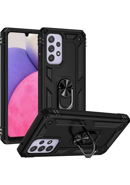 Samsung Galaxy A33 5g Askeri Sınıf Damla Damlı Hibrit Telefon Kılıfı Entegre Ring Kickstand-Black (Yurt Dışından)