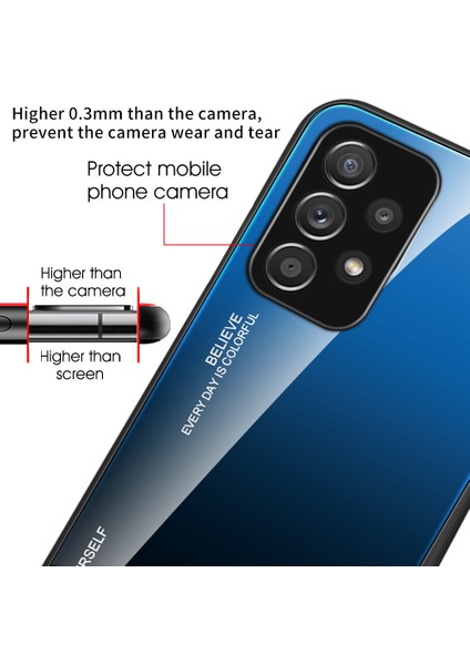 Gradyan Renk Cam Arka Panel+Tpu Çerçeve Samsung Galaxy A32 4g (Ab Versiyonu) Için Hibrit Kılıf Kabuğu -Yan/mavi (Yurt Dışından)