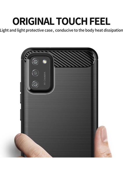 1.8mm Fırçalanmış Yüzey Tpu Kılıfı Hafif Ince Karbon Fiber Doku Samsung Galaxy A02S (166.5X75.9X9.2MM) Için Koruyucu Kapak (Yurt Dışından)