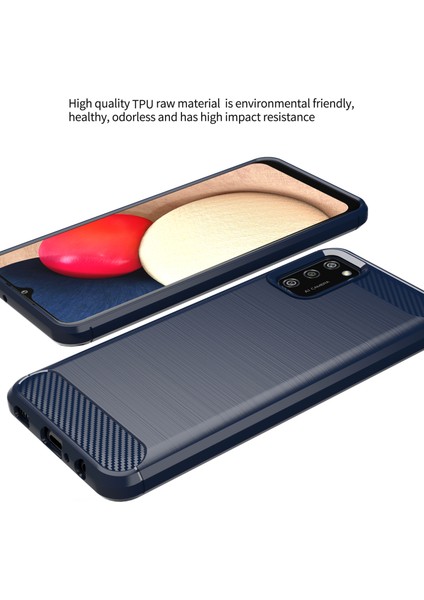 1.8mm Fırçalanmış Yüzey Tpu Kılıfı Hafif Ince Karbon Fiber Doku Samsung Galaxy A02S (166.5X75.9X9.2MM) Için Koruyucu Kapak (Yurt Dışından)